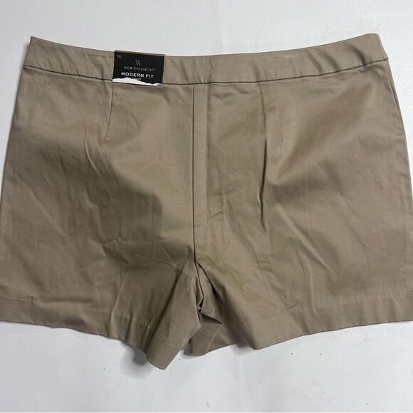 NWT Worthington Tan Flat Front Shorts Classic Chino Design - Picture 4 of 5
